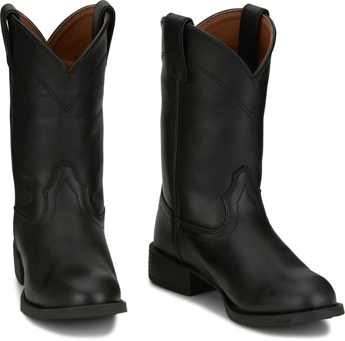 Justin Womens Blain 10in Roper Midnight Leather Cowboy Boots