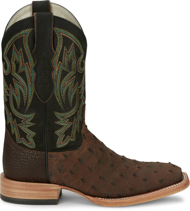 Justin Mens King AQHA Kango Tobac Full Quill Ostrich Cowboy Boots