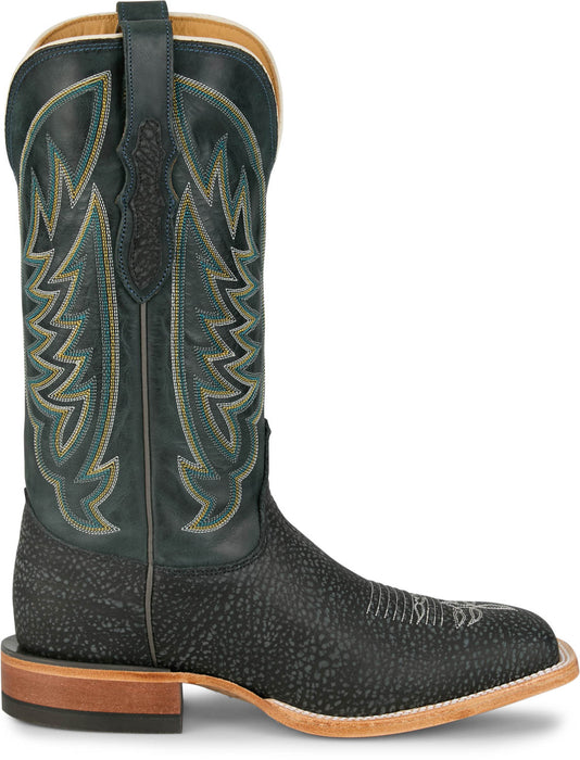 Justin Mens Cowman 13in Shrunken Shoulder Black Leather CPX Cowboy Boots