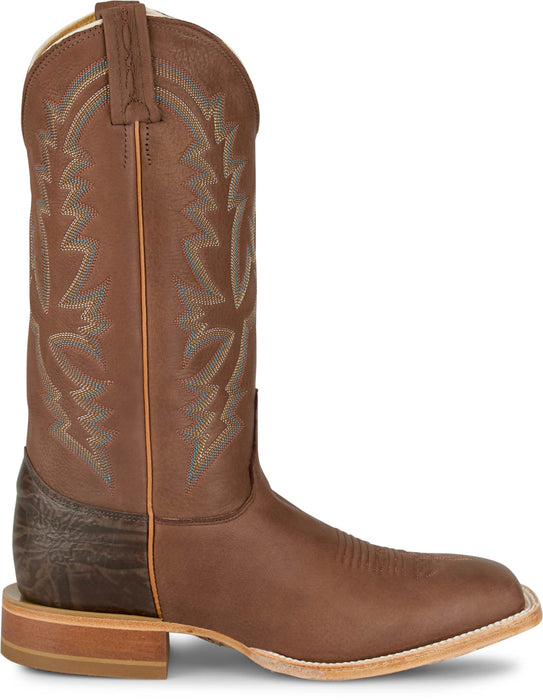 Justin Mens Boston 13in Whitetail Deer Chocolate Leather CPX Cowboy Boots