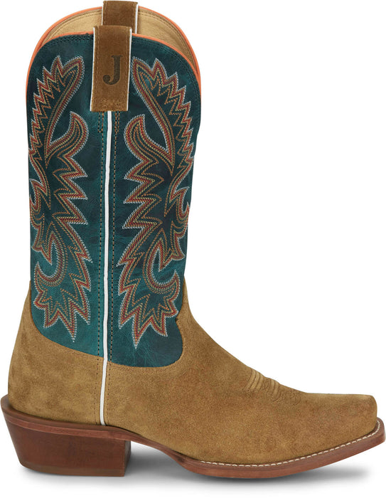 Justin Mens Jimmy 13in Western Wheat Suede Frontier Cowboy Boots