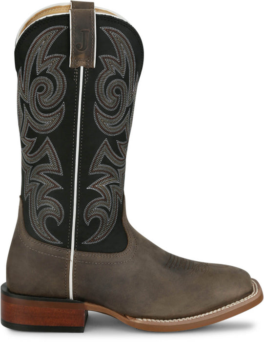 Justin Mens May Day Charcoal Cowhide Frontier Cowboy Boots