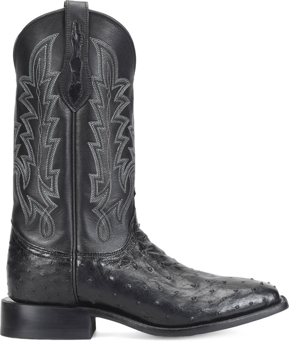 Justin Mens Rancher Obsidian Ostrich Skin George Strait Cowboy Boots