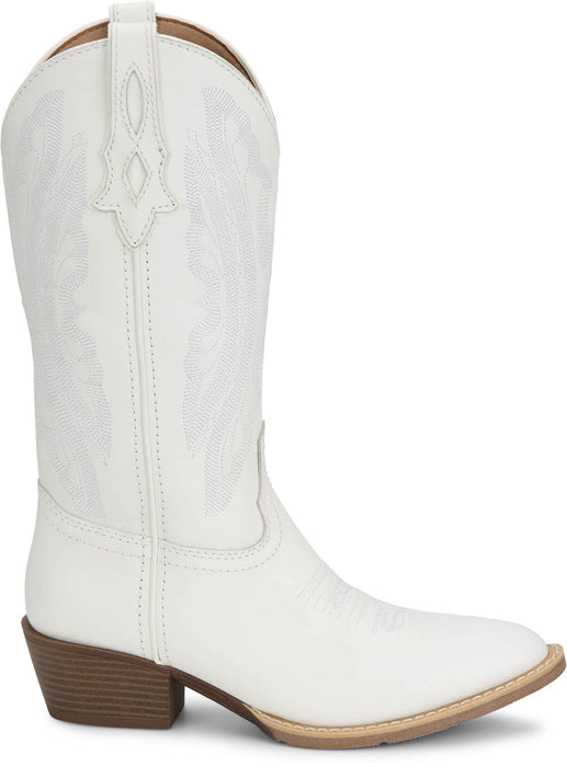 Justin Womens Renie 12in Western Bright White Leather Cowboy Boots