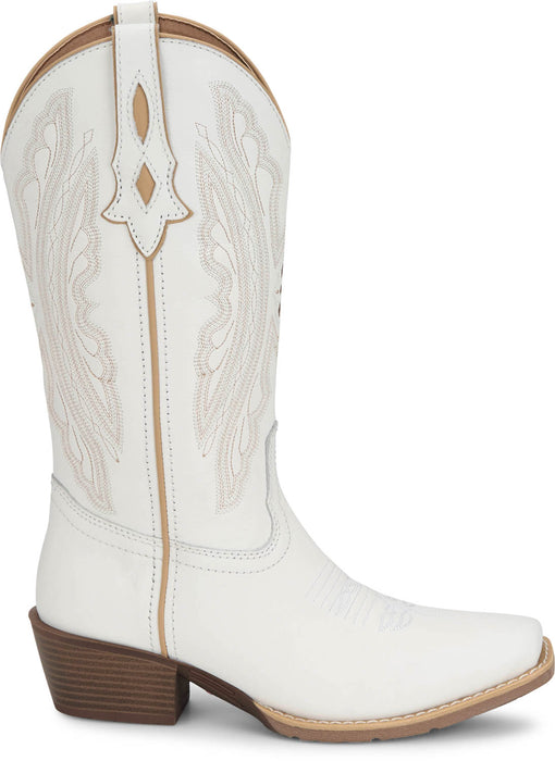 Justin Womens Rae Bright White Leather Cowboy Boots