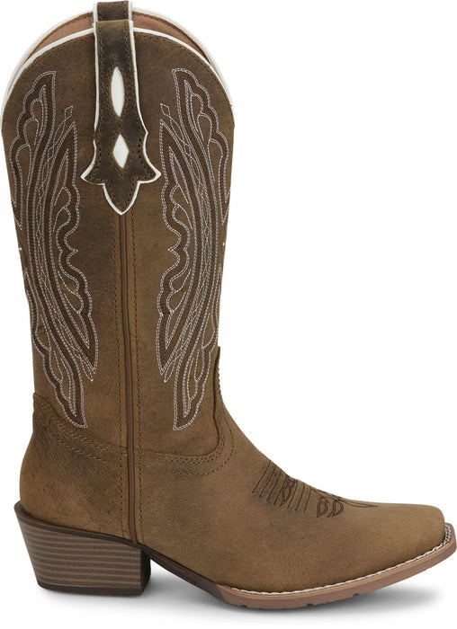 Justin Womens Rae Taupe Leather Cowboy Boots