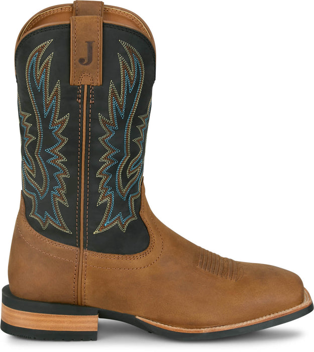 Justin Mens Rustle Chestnut Cowhide Cowboy Boots