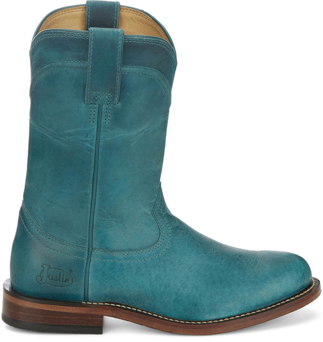 Justin Womens Holland Turquoise Leather Cowboy Boots