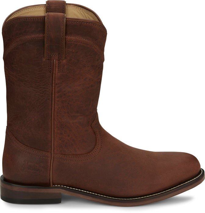 Justin Mens Braswell Brown Leather Cowboy Boots