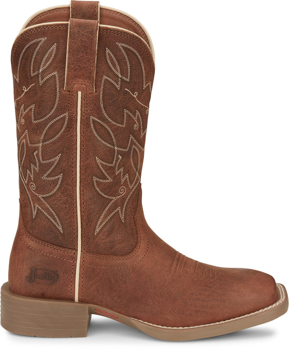 Justin Womens Halter 11in Western Roasted Cognac Leather Cowboy Boots