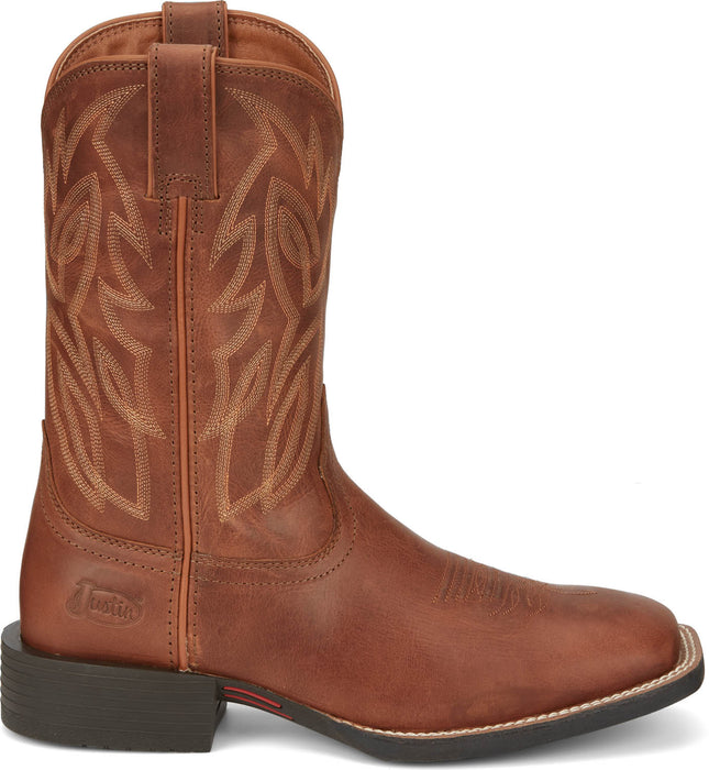 Justin Mens Canter 11in Western Hazel Brown Water Buffalo Cowboy Boots