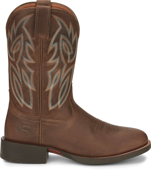 Justin Mens Rendon 11in Western Pecan Cowhide Cowboy Boots