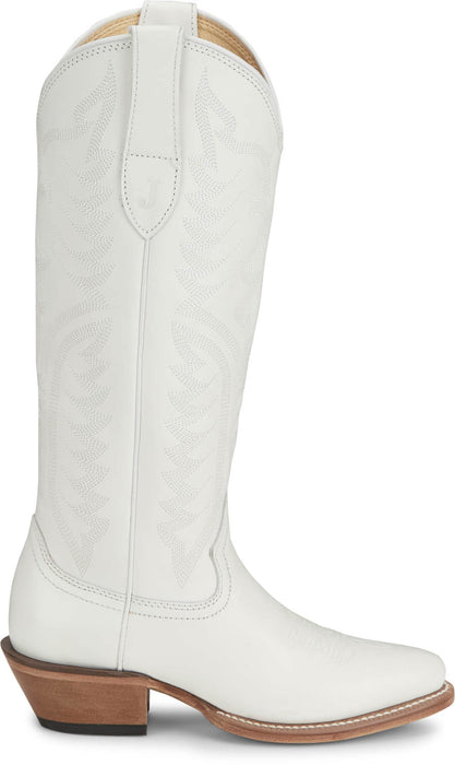 Justin Womens Evelyn Snow White Leather Cowboy Boots