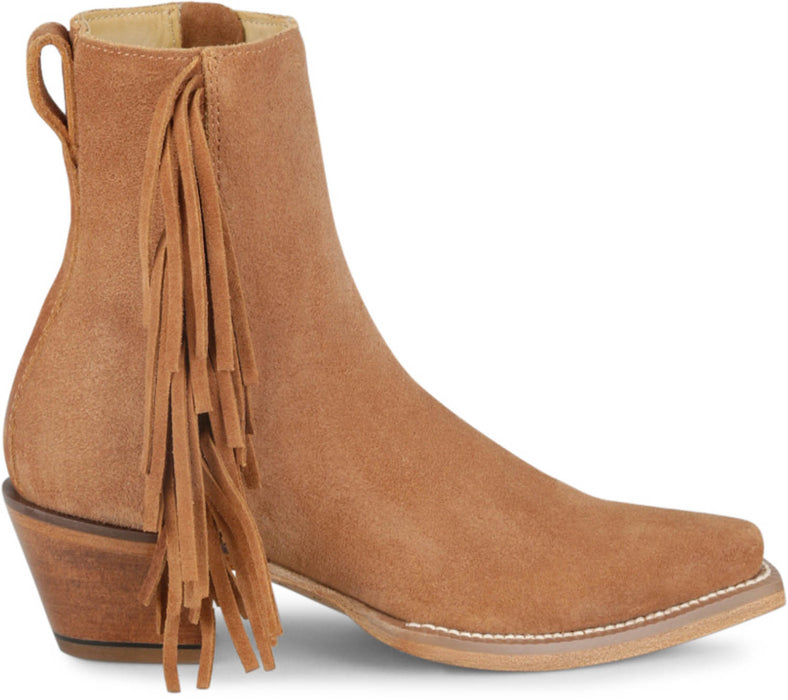Justin Womens Bev 7in Bootie Brown Suede Fringe Ankle Boots