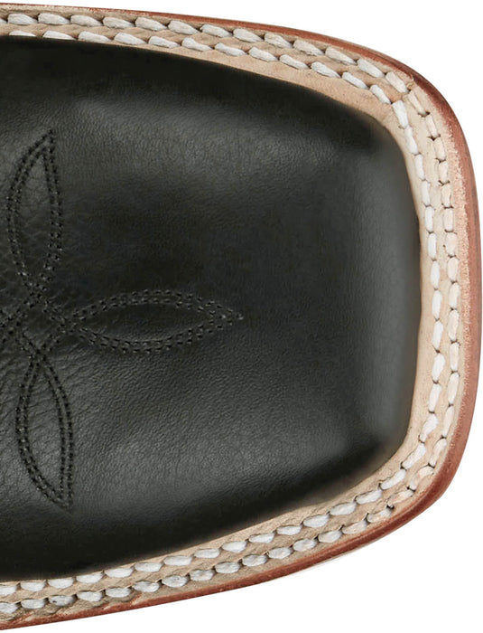 Justin Mens Poston 11in Western Jet Black Leather Bent Rail Cowboy Boots