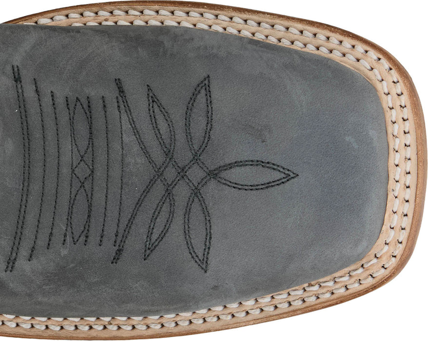 Justin Mens Rancho 11in Western Weathered Grey Leather Bent Rail Cowboy Boots