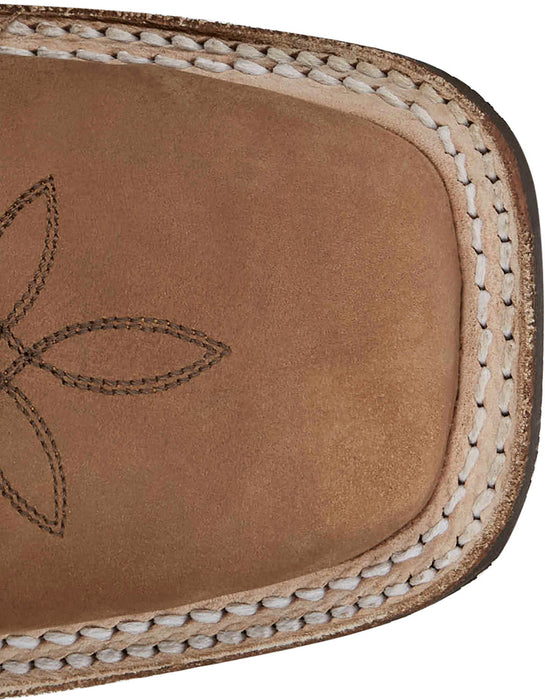 Justin Womens Shay 11in Western Tan/Turquoise Leather Bent Rail Cowboy Boots