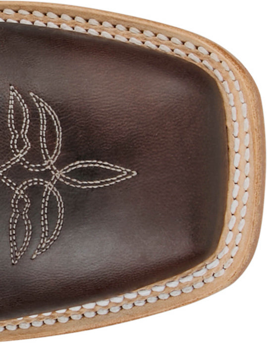 Justin Mens Burchett 13in Western Chocolate/Red Goat Leather CPX Cowboy Boots