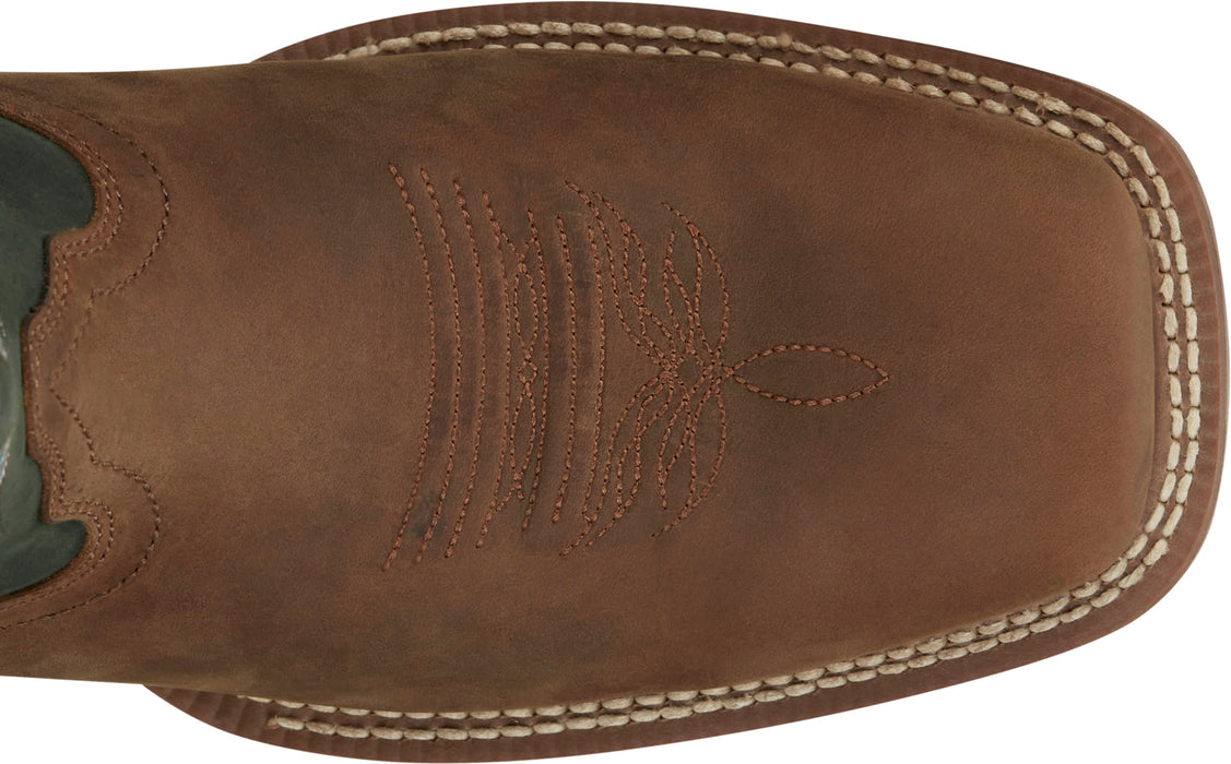 Justin Mens Big News 11in Western Pecan Leather Frontier Cowboy Boots
