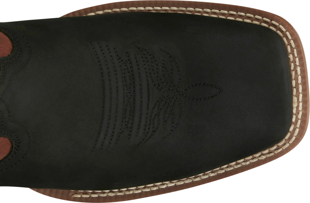 Justin Mens Big News 11in Western Black Leather Frontier Cowboy Boots