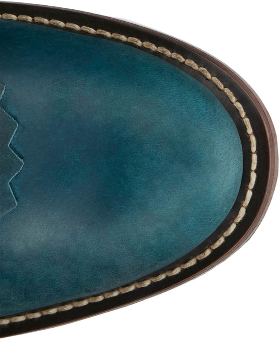 Justin Mens McKean 7in Lace-Up Roper Turquoise Leather Work Boots