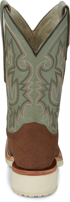 Justin Mens Peppy San Badger AQHA Distressed Cognac Smooth Ostrich Cowboy Boots