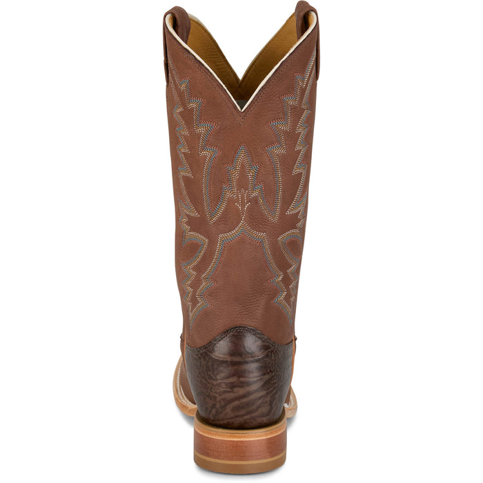 Justin Mens Boston 13in Whitetail Deer Chocolate Leather CPX Cowboy Boots