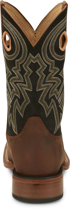 Justin Mens Big News 11in Western Walnut Leather Frontier Cowboy Boots