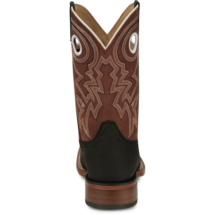 Justin Mens Big News 11in Western Black Leather Frontier Cowboy Boots