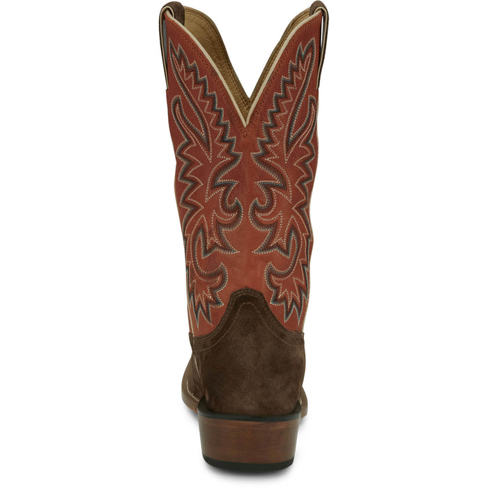 Justin Mens Jimmy 13in Western Russett/Red Leather Frontier Cowboy Boots