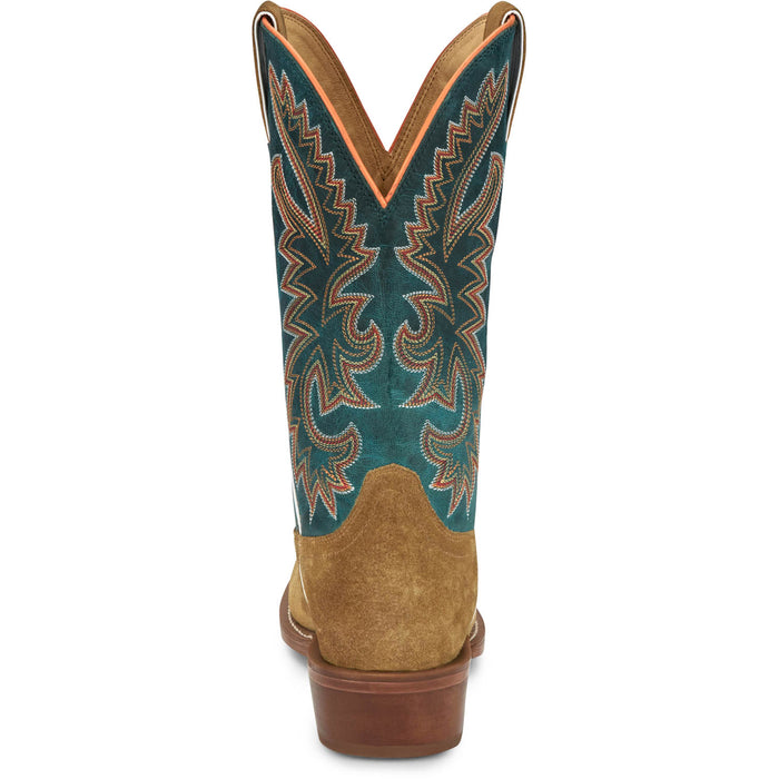 Justin Mens Jimmy 13in Western Wheat Suede Frontier Cowboy Boots