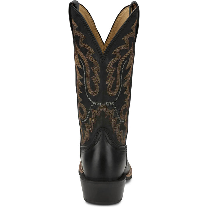 Justin Mens Cowboy Town 13in Western Midnight Leather Frontier Cowboy Boots