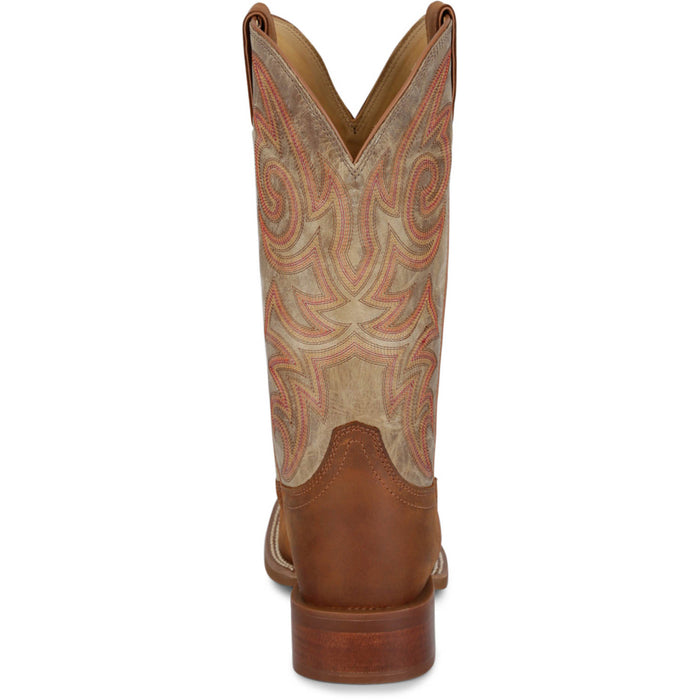 Justin Mens May Day Brown Cowhide Frontier Cowboy Boots