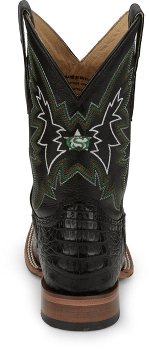 Justin Mens Haggard 11in Black Caiman George Strait Cowboy Boots