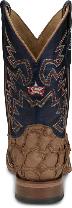 Justin Mens Ocean Front 11in Tan Pirarucu George Strait Cowboy Boots