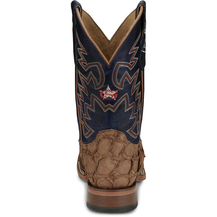 Justin Mens Ocean Front 11in Tan Pirarucu George Strait Cowboy Boots