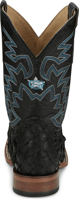 Justin Mens Ocean Front 11in Inky Black Pirarucu George Strait Cowboy Boots