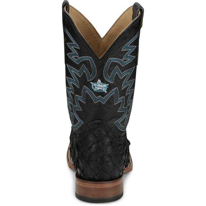 Justin Mens Ocean Front 11in Inky Black Pirarucu George Strait Cowboy Boots
