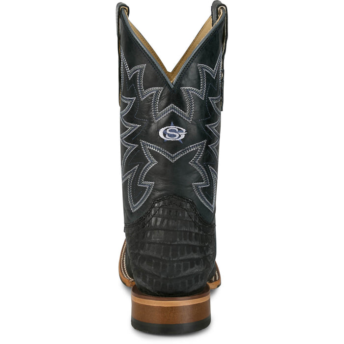 Justin Mens San Antone 11in Charcoal Black Caiman George Strait Cowboy Boots