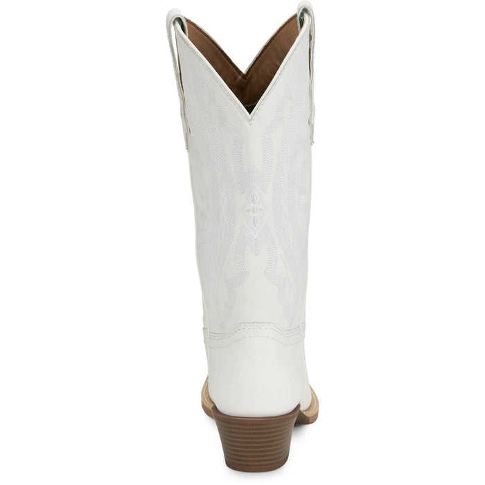 Justin Womens Renie 12in Western Bright White Leather Cowboy Boots
