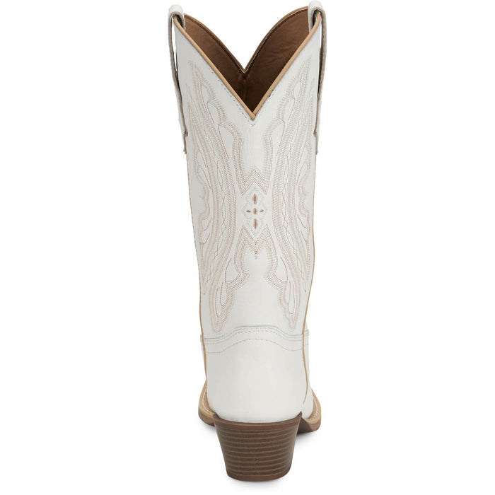 Justin Womens Rae Bright White Leather Cowboy Boots
