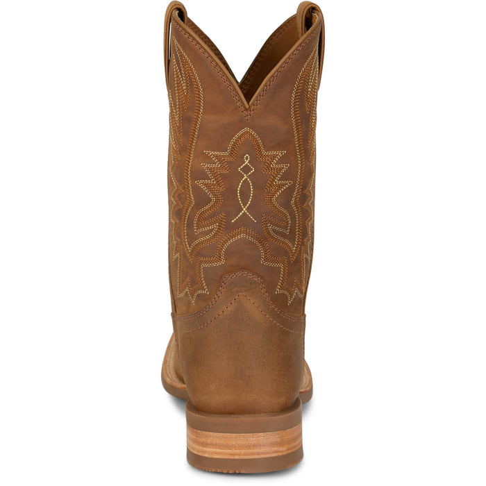 Justin Mens Rustle Chestnut Brown Cowhide Cowboy Boots