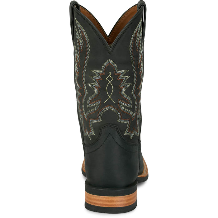 Justin Mens Rustle Coal Cowhide Cowboy Boots