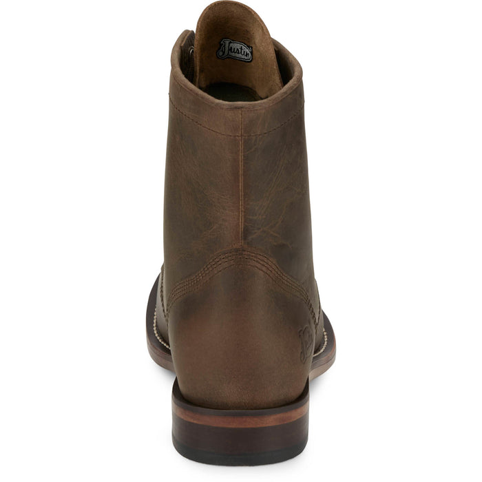 Justin Mens Drennan 7in Lacer-Up Roper Khaki Leather Work Boots