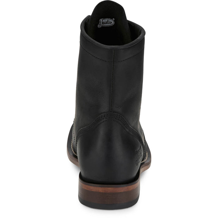 Justin Mens Drennan 7in Lacer-Up Roper Black Leather Work Boots