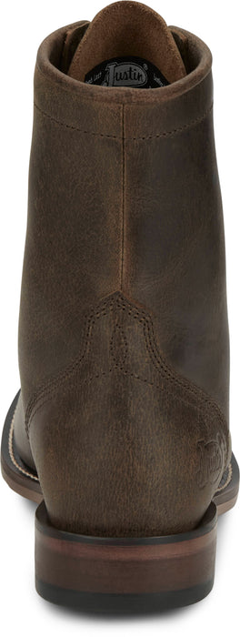 Justin Mens McKean 7in Lace-Up Roper Brown Leather Work Boots