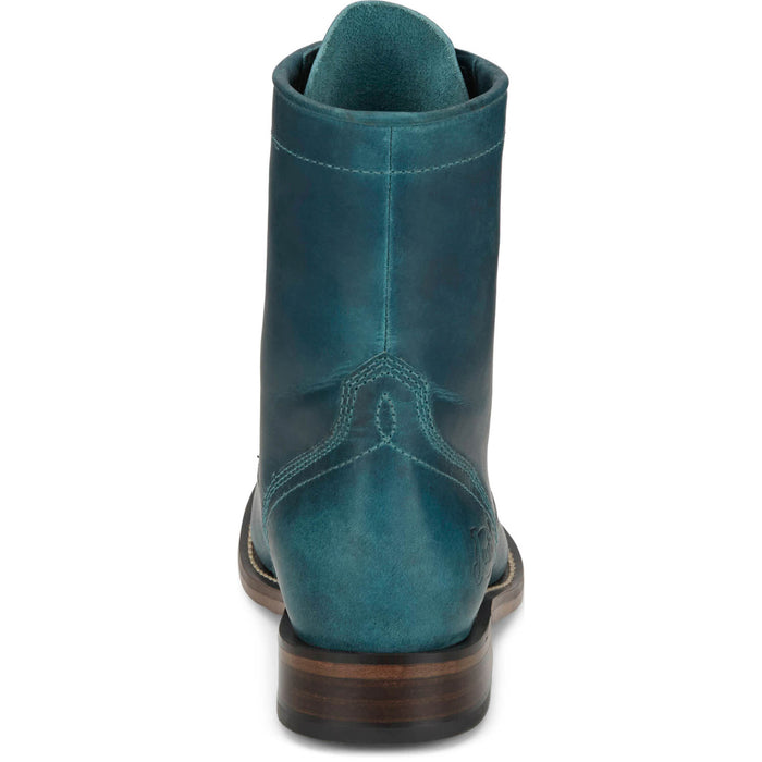 Justin Mens McKean 7in Lace-Up Roper Turquoise Leather Work Boots