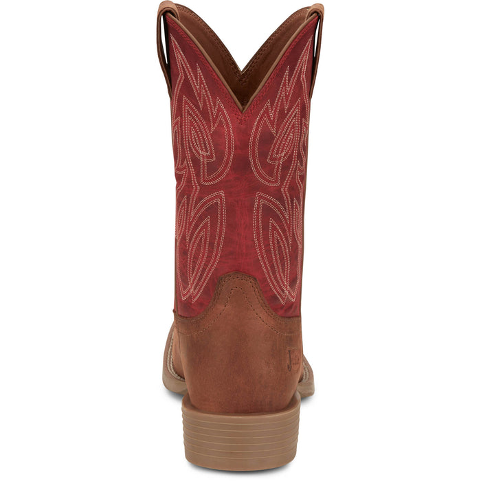 Justin Mens Canter 11in Western Roasted Cognac Water Buffalo Cowboy Boots