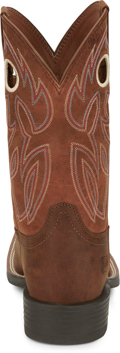 Justin Mens Bowline 11in Western Pecan Water Buffalo Cowboy Boots