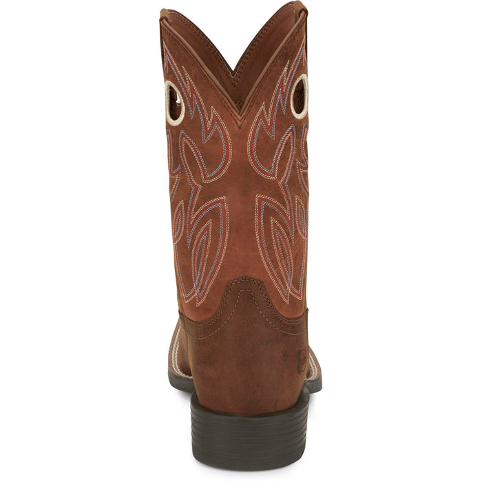 Justin Mens Bowline 11in Western Pecan Water Buffalo Cowboy Boots